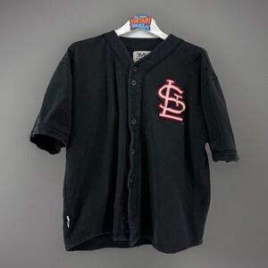 Vintage 90s Mirage St Louis Cardinals Black Baseball Jersey Shirt Men's M Stitch